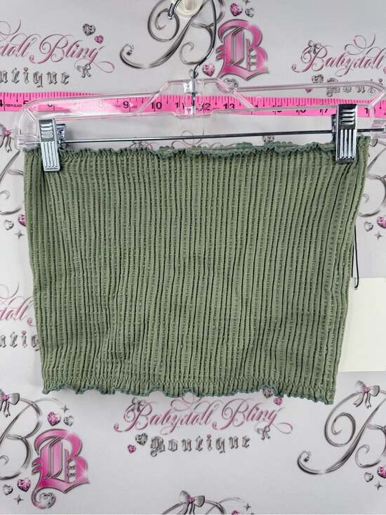 Ivry day Tops - IVRY DAY top strapless new with tags Olive Green Smocked Mini Skirt - Tube Style